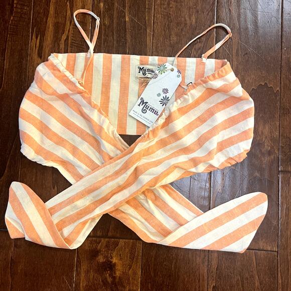 SHOW ME YOUR MUMU Kenny Scarf Top & Hadley Short Set Dreamsicle Stripes Size S - Picture 10 of 16